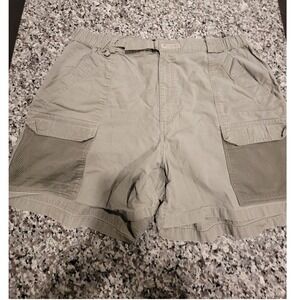 Columbia PFG Fishing Cargo‎ Shorts Mens XL Tan Mesh Vent Pockets Belted